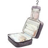 Organizator, cosmetice, pentru calatorie, Material textil durabil si rezistent la apa, Compartimente multiple, gri