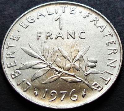 Moneda 1 FRANC - FRANTA, anul 1976 * cod 77 = A.UNC luciu de batere foto