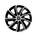 Set 4 Capace Roti potrivite jantelor de 15 inch, pentru Toyota, model Stig Extra Black &amp; White