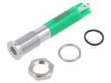 Lampa LED verde &Oslash;6mm IP67 alamă