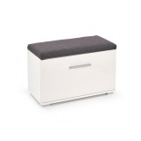 Dulap pentru pantofi cu bancheta HM Lima ST2, Pal melaminat, stofa, capacitate 6 perechi, alb