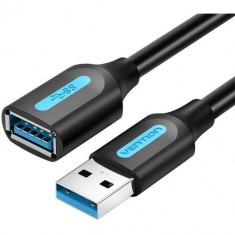 Cablu USB prelungitor Vention CBHBG, USB 3.0 tata la USB 3.0 mama, 1.5m, rata transfer 5 Gbps, invelis PVC (Negru)