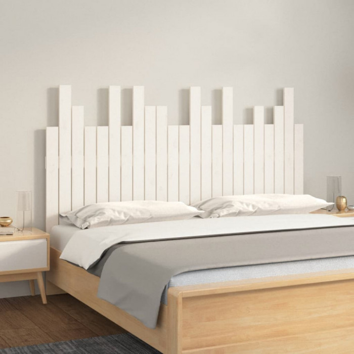 vidaXL Tăblie de pat pentru perete, alb, 146,5x3x80 cm, lemn masiv pin