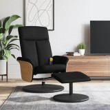 Scaun rabatabil cu taburet, negru, material textil