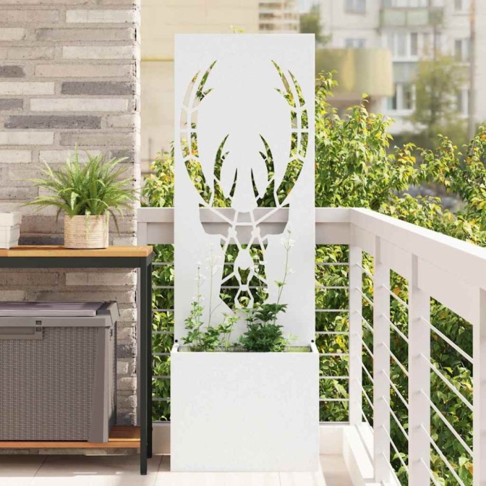 Ghiveci de Grădină cu Panou Decorativ Alb 50 x 140 cm