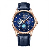 Cumpara ieftin Ceas barbatesc Poedagar Piele Albastru Data Analog Quartz