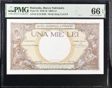 1000 lei 1938 PMG66 UNC bancnota gradata