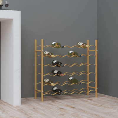 vidaXL Suport sticle de vin pentru 36 sticle, auriu,metal foto