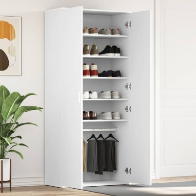 vidaXL Dulap pentru pantofi cu ușă Alb 80 x 39 x 180 cm Lemn compozit foto