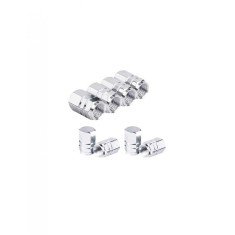 Set 8 capace hexagonale argintii pentru valva auto, aliaj aluminiu, lungime 1.8 cm
