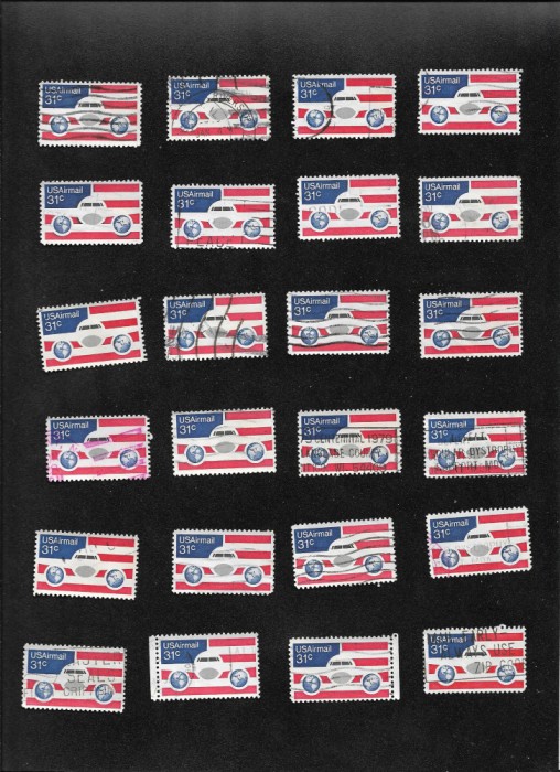 24 timbre USAirmail 31 cents anii70