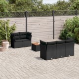 Cumpara ieftin Set mobilier de grădină cu perne, 6 piese, negru, poliratan