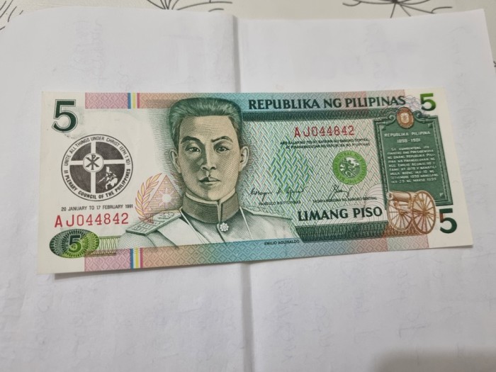 bancnota filipine 5 p 1991