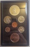 Set Monede Monetarie Canada 1977, 7 monede, 1 Dollar de Argint, carcasa deteriorata!!! - doar interiorul, monede perfecte