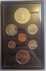 Set Monede Monetarie Canada 1977, 7 monede, 1 Dollar de Argint, carcasa deteriorata!!! - doar interiorul, monede perfecte