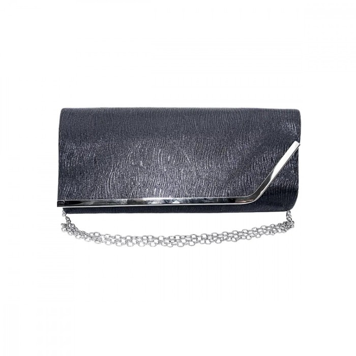 Geanta dama tip plic de seara, ocazii si petreceri, Negru relief, 26 x 12 cm, Magrot 25019