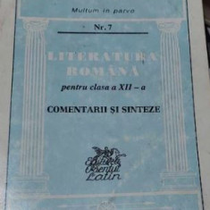 Literatura română pentru clasa a XII-a, Comentarii și sinteze