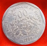 (M1528) MONEDA CONGO - 500 FRANCS 1986, RARA - TIRAJ 500.000 BUC