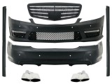 Pachet exterior complet Mercedes S-Class W221 cu grila negru lucios si ornamente crom