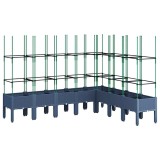 Cumpara ieftin Jardiniera de gradina cu spalier, albastru gri, 200x160x142,5 cm, PP