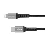 Cablu USB type C - Lightning certificat MFI 1m 3A bumbac OFC Kruger&amp;Matz, KRUGER And MATZ