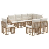 vidaXL Set de canapele de exterior 8 pcs Alb Natural și Crem Poliester 3437700