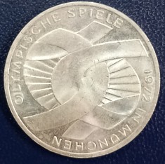 (A1053) MONEDA DIN ARGINT GERMANIA - 10 MARK 1972, LIT. G, OLIMPIADA DE LA MUNCHEN