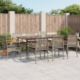 VidaXL Set mobilier grădină cu perne, 9 piese, gri, poliratan