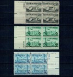 SUA 1947 - Posta Aeriana, vederi, serie in blocuri de 4 neuzate, plate number