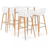 VidaXL Set mobilier de bar, 5 piese, alb