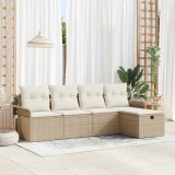 VidaXL Set de canapele pentru grădină cu pernă 5 pcs Bej Rattan poli