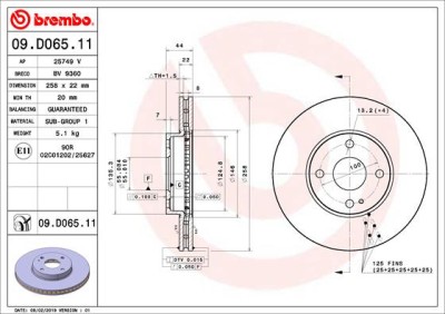 BREMBO 09.D065.11 PRIME LINE - UV Coated Disc frana foto