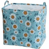 Cos depozitare, flippy, capac cu snur, 175 l, confectionat din bumbac si un strat impermeabil, 50x50x70 cm, albastru deschis, imprimeu flori