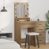 VidaXL Masă de toaletă cu lumini LED, stejar artizanal, 50x41x135 cm