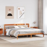 VidaXL Cadru de pat cu tăblie, maro ceruit, 200x200 cm, lemn masiv pin