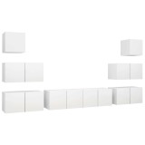 Cumpara ieftin Set dulapuri TV, 8 piese, alb, lemn prelucrat