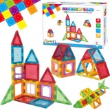 Set de Constructie, Magnetic Tiles 3D, 22 Piese colorate, Jucarie Creativa si Educationala STEM VisionHub&reg;, multiple forme de constructie, Dezvoltarea