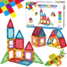 Set de Constructie, Magnetic Tiles 3D, 22 Piese colorate, Jucarie Creativa si Educationala STEM VisionHub&reg;, multiple forme de constructie, Dezvoltarea
