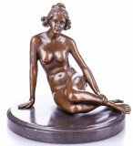 Femeie- statueta erotica pe soclu din marmura PAB003, Bronz, Nuduri