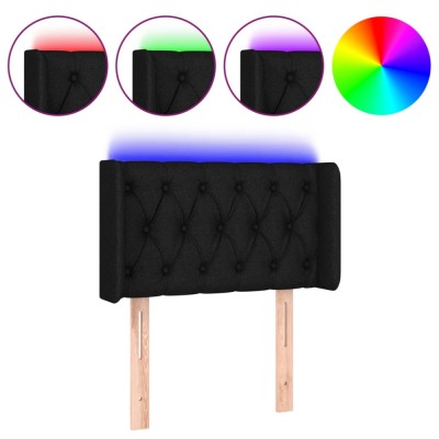 Tablie de pat cu LED, negru, 83x16x78/88 cm, textil foto