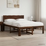 Cumpara ieftin Cadru de pat dublu cu spatar ROSTOCK Maro inchis 150 x 200 cm