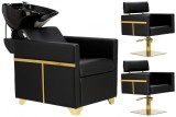 Set Montreal, spălătorie păr, 2 scaune hidraulice rotative, lavoar mobil, chiuvetă ceramică, baterie duș