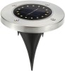 Lampa Solara LED Inox, Ingropata, Gradina, Terasă, Trepte, 16 LED, IP65, 8-10h Autonomie, Senzor Lumina, Argintiu/Negru