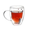 Cana, de cafea, Christmas time, transparenta, din sticla, 350 ml, 11.5 x 5.5 x 8.5 cm - ergonomica si usor de manevrat, Oem