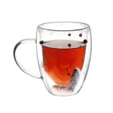 Cana, de cafea, Christmas time, transparenta, din sticla, 350 ml, 11.5 x 5.5 x 8.5 cm - ergonomica si usor de manevrat