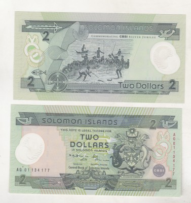 bnk bn Solomon Islands 2 $ 2001 unc polimer foto
