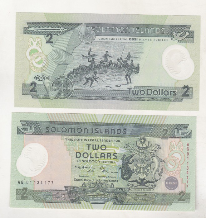 bnk bn Solomon Islands 2 $ 2001 unc polimer