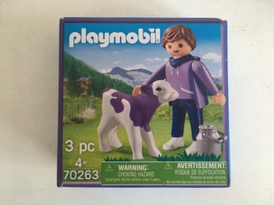 Jucarie Playmobil Milka 70263, Geobra, nedesfacut, baiat cu vacuta Milka foto