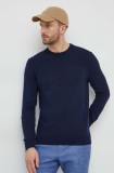 United Colors of Benetton pulover de bumbac culoarea albastru marin, light