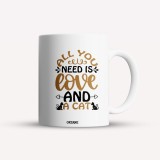 Cana alba personalizata All you need is love and a cat, INOVATIX&reg;. 330ml, Oem